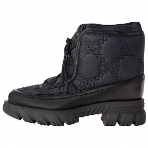 GUCCI Gg Lace Up Ankle Boot Black