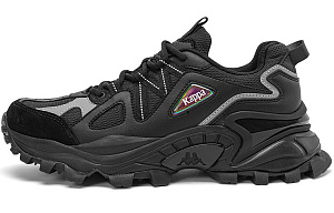 Kappa Cushioning Anti-Slip And Wear-Resistant Coverage Low-Top Chunky Sneakers Unisex Black Gray