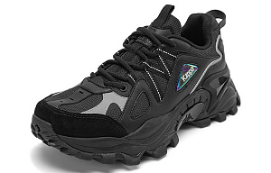 Kappa Cushioning Anti-Slip And Wear-Resistant Coverage Low-Top Chunky Sneakers Unisex Black Gray 1 2511285