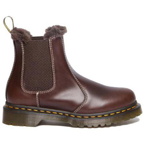 Dr. Martens 2976 Leonore Faux Fur Lined Chelsea Boots 'Dark Brown' Women's 1 2512062