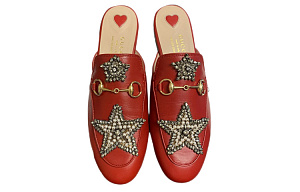 GUCCI Closed Toe Slippers Women's Red 1 2513123
