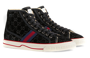 GUCCI Tennis 1977 Stylish Skateboarding Shoes Men's Black Red 1 2515683