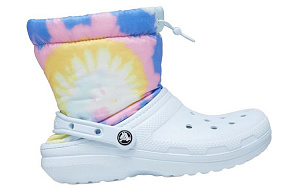 Crocs Classic Lined Neo Puff Boots 'Tie Dye Mineral Blue' 1 2515898