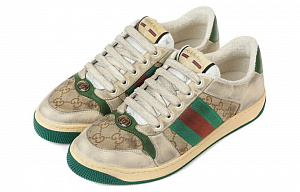 GUCCI Screener Distressed Shoes Low Top Stylish Skateboarding Shoes Men's Green 1 2516157