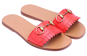 GUCCI Horsebit Slide Slippers Women's Red 1 2517096