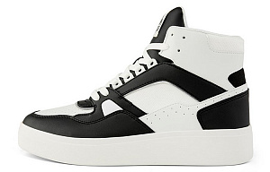 Kappa Skateboard Shoes Unisex High-Top White Black