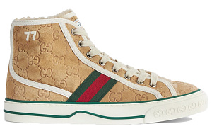 GUCCI Tennis 1977 High Gg Brown Suede Women's 1 2519698