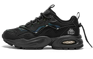 Kappa Cushioning Anti-Slip And Wear-Resistant Low-Top Chunky Sneakers Unisex Black Silver