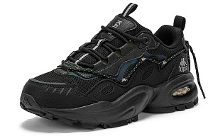 Kappa Cushioning Anti-Slip And Wear-Resistant Low-Top Chunky Sneakers Unisex Black Silver 1 2519855