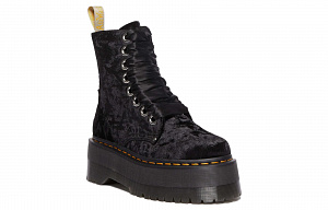 Dr. Martens Dr.Martens Vegan Jadon Boot Max Crushed Velvet Platforms 'Black' Women's 1 2520301