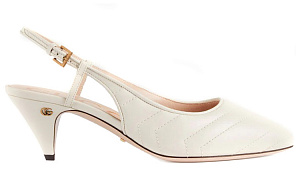 GUCCI GG Matelassé Cone Heel High Heels 7.5cm Women's Ecru 1 2520940