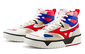 Mizuno Court Cl Mid Coverage Anti-Slip And Wear-Resistant Breathable High-Top Skateboard Shoes Unisex White Red Blue 1 2523543