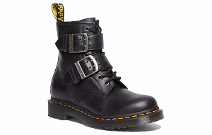 Dr. Martens Dr.Martens 1460 Buckle Pull Up Leather Lace Up Boots 'Black Silver' Women's 1 2524019