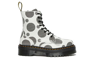 Dr. Martens Jadon Polka Dot Smooth Leather Platform Boots 'White Black' Women's 1 2524774