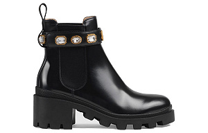 GUCCI Women's Leather Ankle Boot 'Belt   Black' Women's 1 2525795