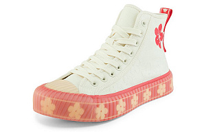 Kappa Anti-Slip And Wear-Resistant Coverage High-Top Canvas Shoes Unisex Heron Feather White 1 2525906