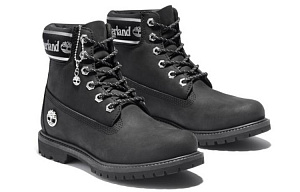 Timberland 6 Inch Premium Wide Fit Waterproof Boots 'Black Nubuck Logo' Women's 1 2527038