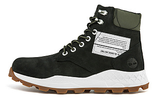 Timberland 6 Inch Brooklyn Side Zip Wide Fit Boots 'Black Nubuck With Green Padded Collar'