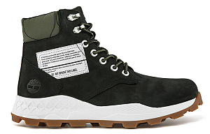 Timberland 6 Inch Brooklyn Side Zip Wide Fit Boots 'Black Nubuck With Green Padded Collar' 1 2527179