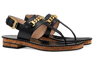 GUCCI Sylvie Chain Strap Sandals Women's Black 1 2527300