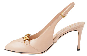 GUCCI Sylvie Slim Heel High Heels 7.5cm Women's Pink