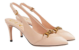 GUCCI Sylvie Slim Heel High Heels 7.5cm Women's Pink 1 2529940