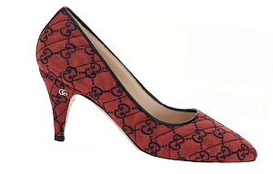GUCCI Cone Heel High Heels Women's Red Blue 1 2531595