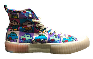 SHINCHAN x Kappa Abrasion Resistant Breathable Height Increasing High Top Canvas Shoes Unisex Aqua Blue 1 2532240