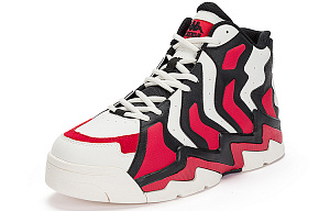 Kappa High-Top Skateboard Shoes Unisex White Black Red 1 2534798
