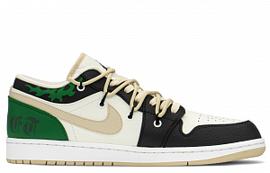 Jordan Air Jordan 1 Low top Vintage Basketball Shoes Men's Black Green 1 2537437