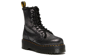 Dr. Martens Jadon Faux Fur Lined Metallic Leather Platform Boots 'Black' Women's 1 2538920