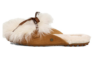 UGG Shaine Fluff Cozy Flat Plush Casual Slipper Brown Women's
