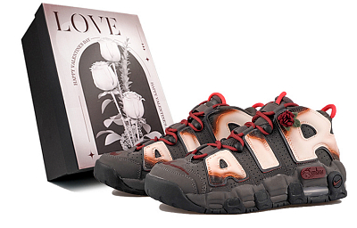 Nike Air More Uptempo RISK Ash Rose Mid-Top Vintage Basketball Shoes Women's Black Red