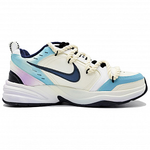 Nike Air Monarch 4 Cushioning Anti-Slip And Wear-Resistant Height Increasing Low-Top Chunky Sneakers Unisex White Blue 1 2544225