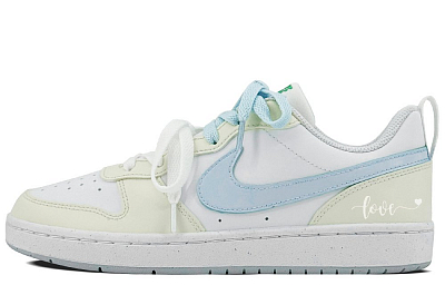 Nike Court Borough Anti Slip Wear Resistant Low Top Skateboard Shoes GS White Yellow Blue