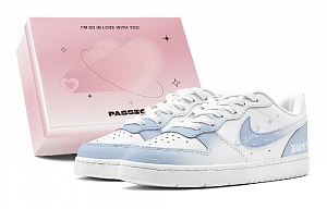 Nike Court Borough Summer Travel Stardust Youthful Look Low-Top Skateboard Shoes Women's Blue White