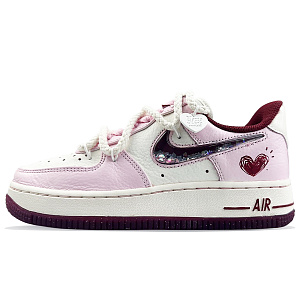 Nike Air Force 1 Anti-Slip Wear-Resistant Low-Top Skateboard Shoes Women's Pink White 1 2547368