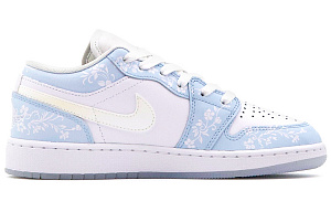 Jordan Air Jordan 1 Anti Slip Wear Resistant Low Top Vintage Basketball Shoes Women's Blue White 1 2547526