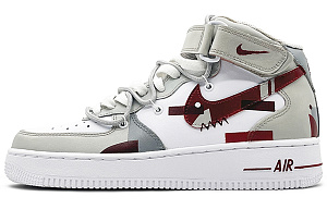 Nike Air Force 1 '07 Air Force 1 Mid Top Skateboard Shoes Men's Gray Red 1 2548150