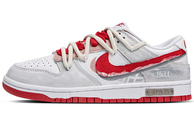 Nike Dunk Low White Moonlight Anti Slip Wear Resistant Low Top Skateboard Shoes Men's Gray Red