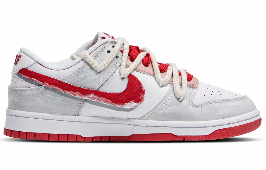 Nike Dunk Low White Moonlight Anti Slip Wear Resistant Low Top Skateboard Shoes Men's Gray Red