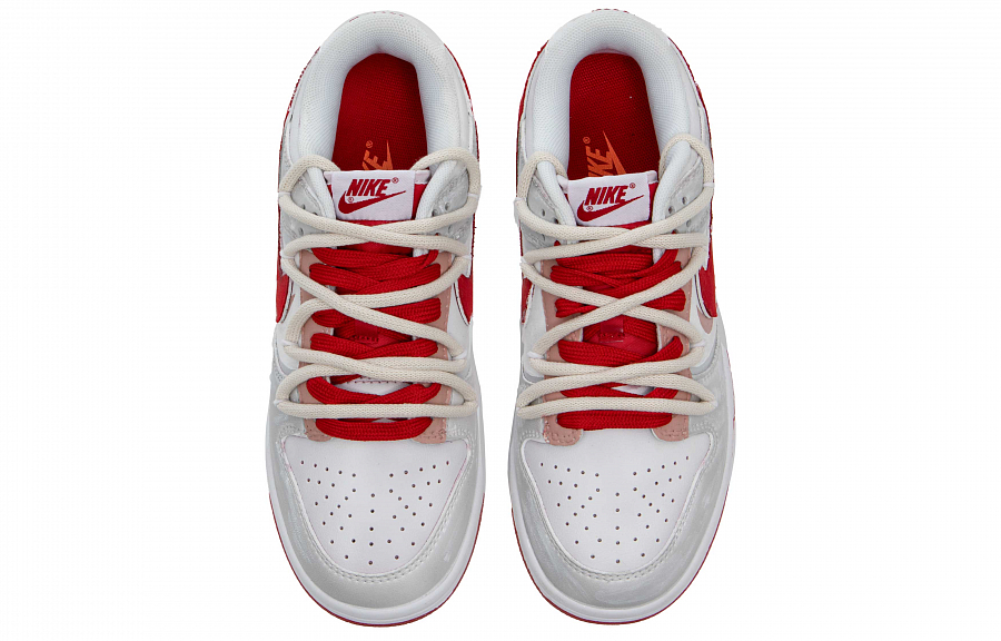 Nike Dunk Low White Moonlight Anti Slip Wear Resistant Low Top Skateboard Shoes Men's Gray Red