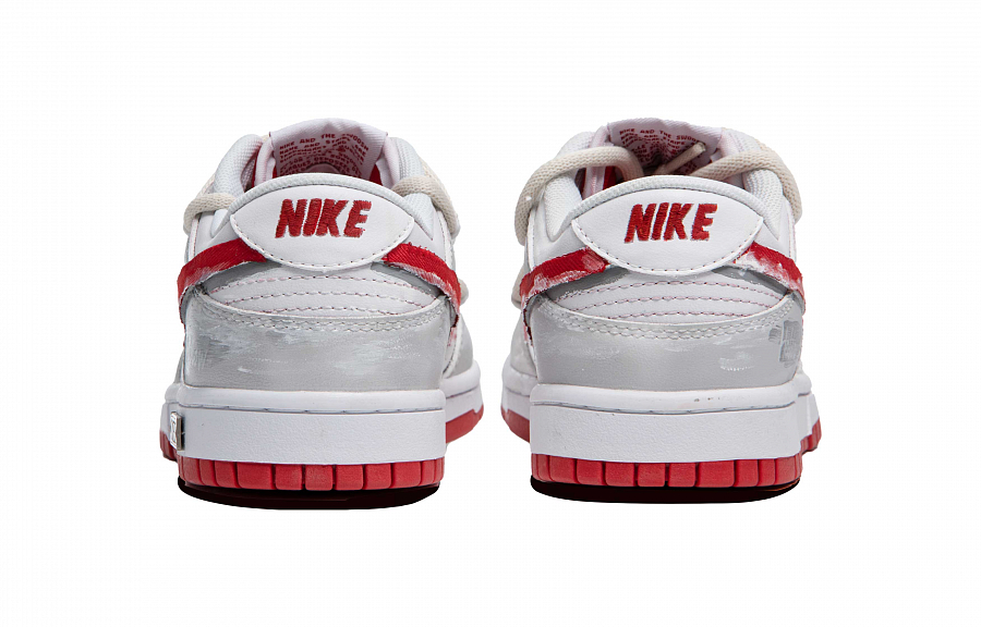 Nike Dunk Low White Moonlight Anti Slip Wear Resistant Low Top Skateboard Shoes Men's Gray Red