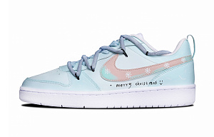 Nike Court Borough Low Snowflake Laughter Anti Slip Wear Resistant Low Top Skateboard Shoes GS Cyan White 1 2548675