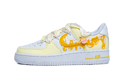 Nike Air Force 1 Skateboard Shoes Women's Low Top White, Yellow