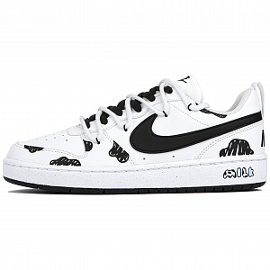 Nike Court Borough Low Cow Graffiti Durable Lightweight And Breathable Low-Top Skateboard Shoes Women's Black White 1 2549139