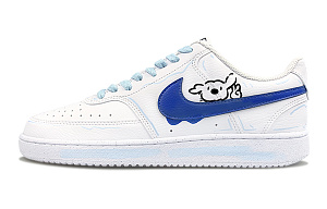 Nike Court Vision 1 Wear-Resistant Low-Top Skateboard Shoes Men's White Blue 1 2550103