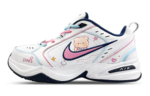 Nike Air Monarch 4 White Navy Anti-Slip And Wear-Resistant Height Increasing Low-Top Chunky Sneakers Unisex White Pink 1 2551099