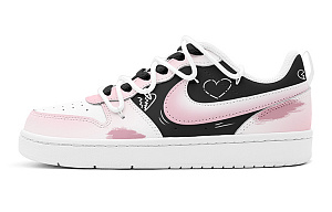 Nike Court Borough Romantic 520 Pink Black Heart Low-Top Skateboard Shoes Women's Black Pink 1 2551950