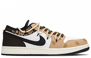 Jordan Air Jordan 1 Low Top Vintage Basketball Shoes Men's Khaki Brown 1 2552707